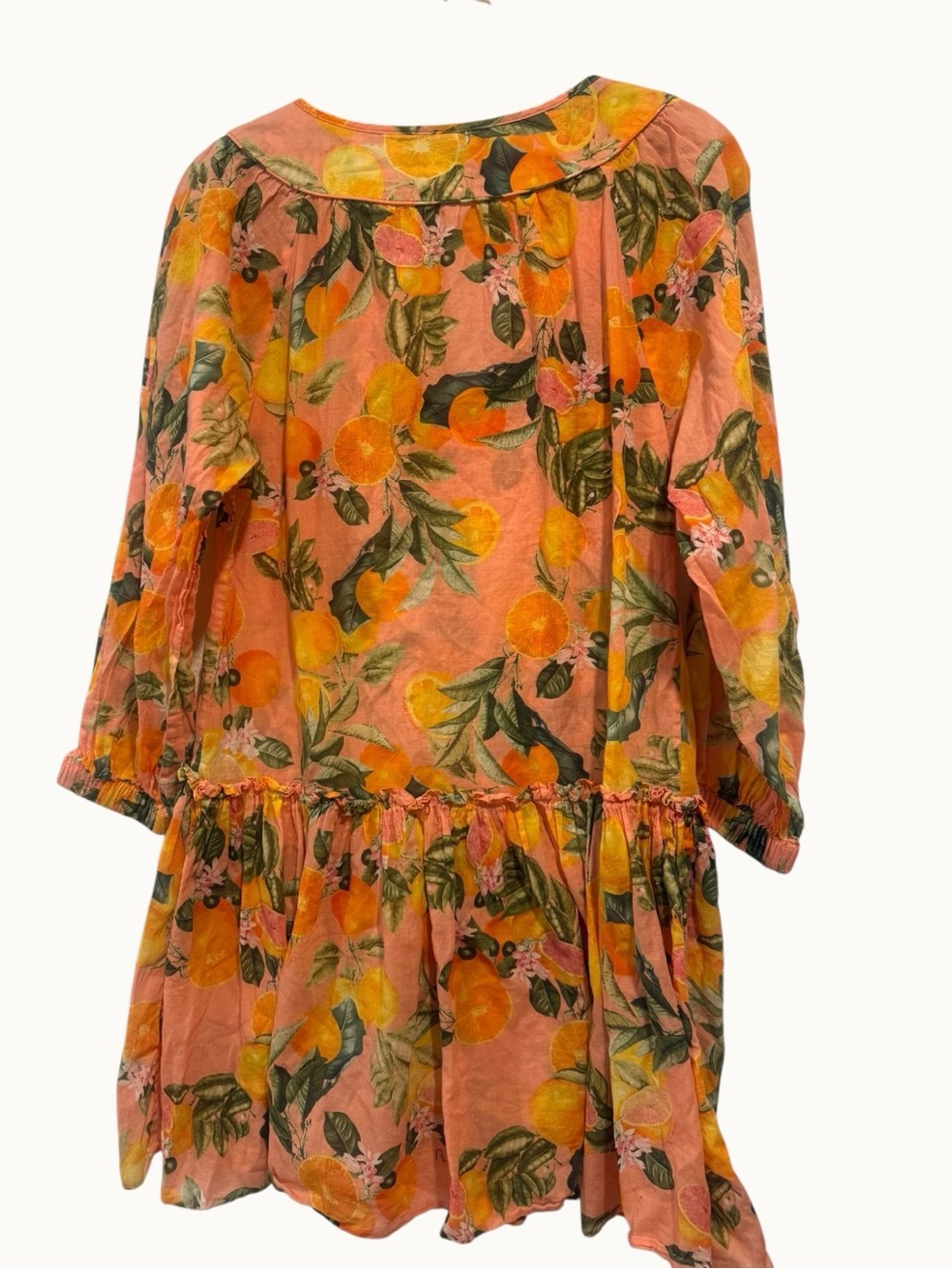 Cara Cara Cute Peach Orange Pattern 100% Cotton Babydoll Dress size M - Picture 7 of 8